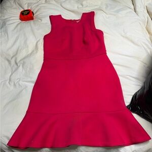 LOFT Sleeveless Hot Pink Flounce-Hem Mini Dress